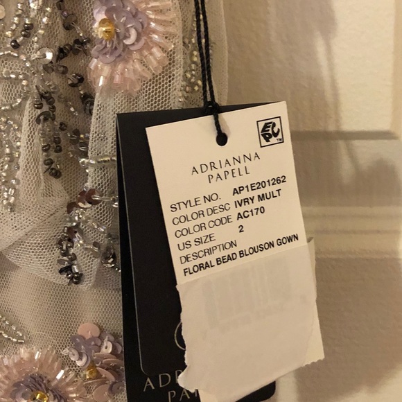 Adrianna Papell Beaded floral blouson gown BNWT - Picture 6 of 10